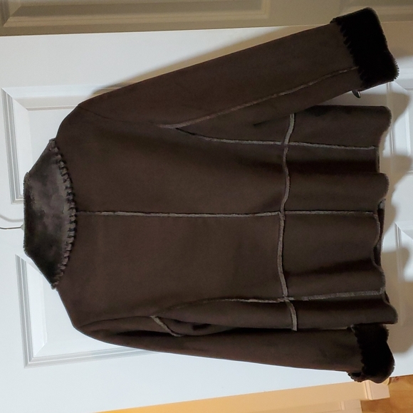 SALE Jones New York Faux Suede Fur Petite Women's Coat size M - Picture 5 of 9